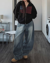 Blind washing balloon denim pants