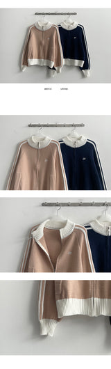 Dewol van high neck track knitwear jersey zip-up