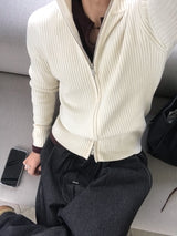Rib Line Muscle Fit Zip-Up Knit