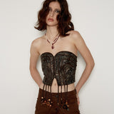 SHEISSHE/JACQUARD LEATHER TOP