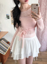 See-through Bustier Layered Strap Wool Knit (5color)