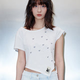 T10.00 アンバランスプリント半袖Tシャツ