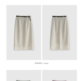 Lavin Belt Set H-Line Back Slit Long Skirt / 4 colors