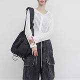 Bonhe See-Through Knit Hooded Zip-Up