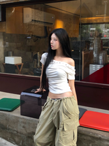 string low-rise cargo pants