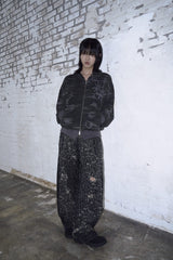 Waffle Ghost Camo Star Zip-Up Hoodie Black