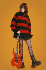 funky striped knit hood (2color)