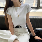 [BELLIDE MADE] Daily Label Semi-Cropped Short-Sleeved T-Shirt