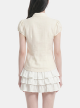 Nadine Tie Neck Puff Blouse
