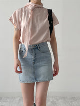 340 Curved Mini Denim Skirt