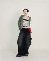 Square pocket balloon fit corduroy pants