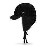 VA Curved Circle Logo Suede Flap Cap / Black