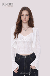 White Daisy flare cardigan two-piece(SET)