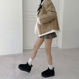 (COW LEATHER🤎🐑🐄) ダルメシアンアグ4㎝プラットフォームショートブーツ