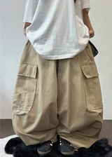 LOOSE CARGO BANDING BALLOON PARACHUTE BALLOON COTTON PANTS 💚🐣🖤 - 3 COLORS