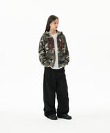 CAMO APPLIQUE ZIP UP HOODIE