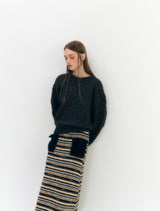 Knit Pocket Skirt (Navy)