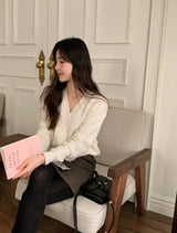 Pastel V-neck Alpaca Wool Cardigan (12color)