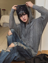 Via See-through Knit Hood Zip-up