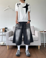 Leeds Washing Half Denim Pants