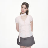 Chiffon Corset Blouse - PINK