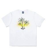 Afternoon Palm Tree Printing Short Sleeve T-Shirt White