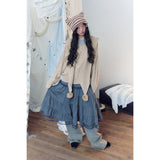 Vintage Knit Balaclava Hood Cardigan Set