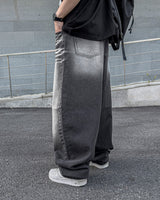 Sand Washing Wide Balloon Denim Pants