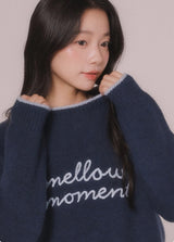 MELLOW EMBROIDER LINE KNIT TOP (Navy)