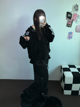 FLEECE PICKABLE❤RIBBON CANCAN BOOTSCUT WIDE 2 STYTLE PANTS🖤🩶🤎💛5COLOR