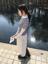 Check See-Through Layered Tee (2c)