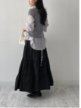 Aco Tiered Flare Long Skirt