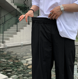 ワイビードクールアイスストリングピンタックワイドパンツ