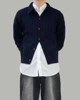 Pie knit collar cardigan