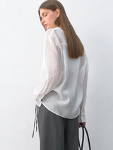 (Z-BL-4219)GENT OVERFIT SEER SHIRT