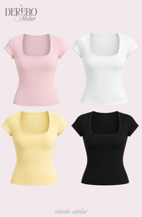 Minky Square Slim Color Short Sleeve T-shirt