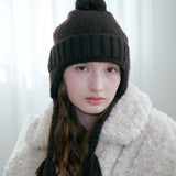 Folded Bell Earflap Beanie (Brown)