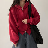 Pope Incision Pocket High Neck Hooded Zip-Up