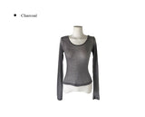 Todu Round See-through Long Sleeve T-Shirt