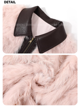 Muse Soft Color Leather Zip-Up Fur Jacket