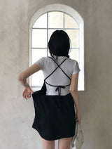 リゼ バックストラップ チューリップ ノースリーブ ミニドレス