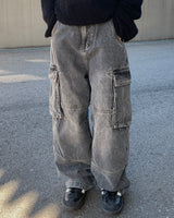 (Unisex) Monster cargo denim pants