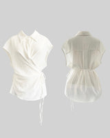 letter linen wrap blouse