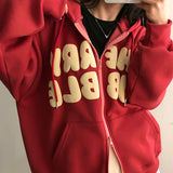 Nibo Boxy ナッピングエンボスレタリングパーカー