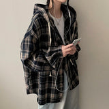 リオ ヴィンテージ チェック柄 フード付き ストラップ シャツ