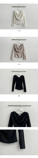 Lean Shirring Unbalanced Long Sleeve T-shirt