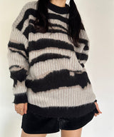 ZEBRA BLACK MARBLING BOXY MODERN HIP KNIT