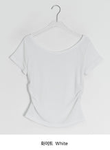 Kosel U-neck Side Shirring Short Sleeve Tee