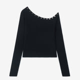 Studded Off-Shoulder Black