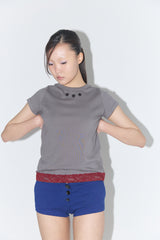 レースデューTシャツ - チャコール
